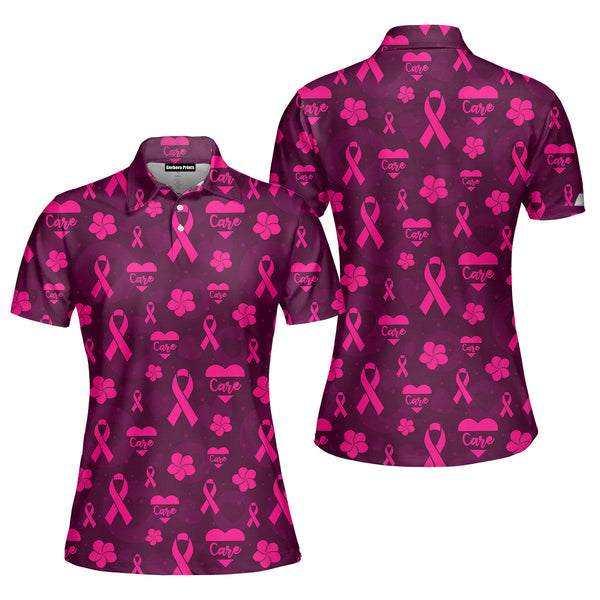 Faith Hope Care Pink Polo Shirt For Women