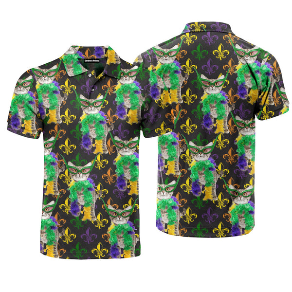 Custom Your Cat Mardi Gras Carnival Fleur De Lis Polo Shirt For Men
