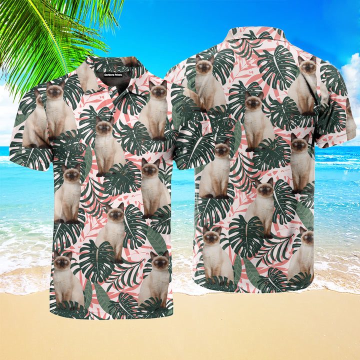 Birman Kitten Sitting On Summer Tropical Polo Shirt For Men