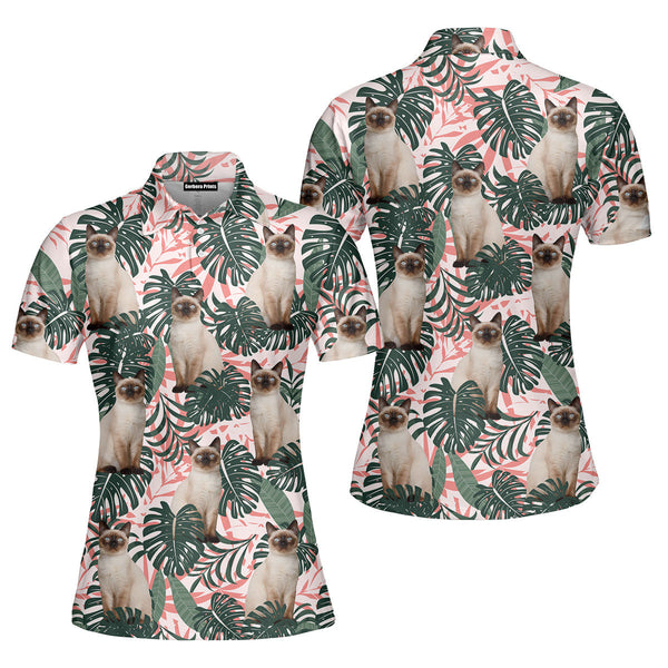 Birman Kitten Sitting On Summer Tropical Polo Shirt For Women