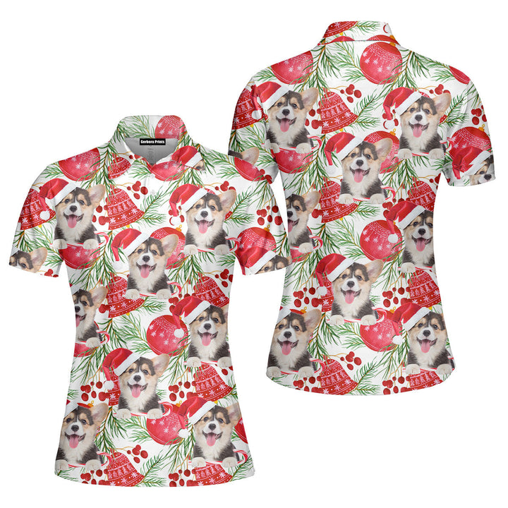 Corgi Puppy Dog Christmas Polo Shirt For Women