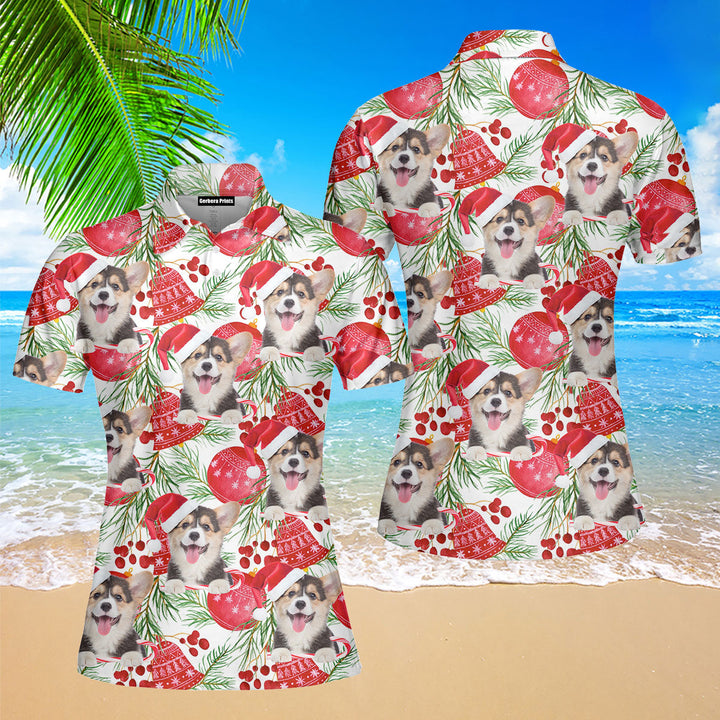 Corgi Puppy Dog Christmas Polo Shirt For Women