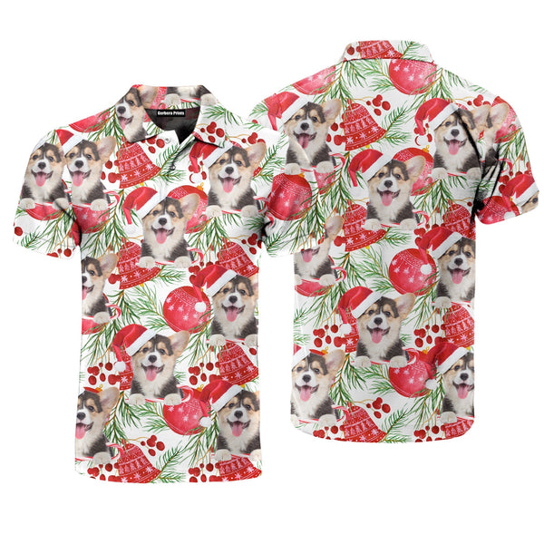 Corgi Puppy Dog Christmas Polo Shirt For Men