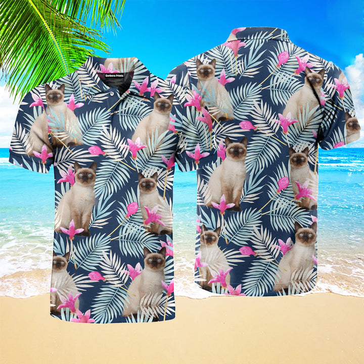 Funny Birman Kitten Cat Blue Tropical Polo Shirt For Men