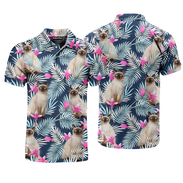 Funny Birman Kitten Cat Blue Tropical Polo Shirt For Men