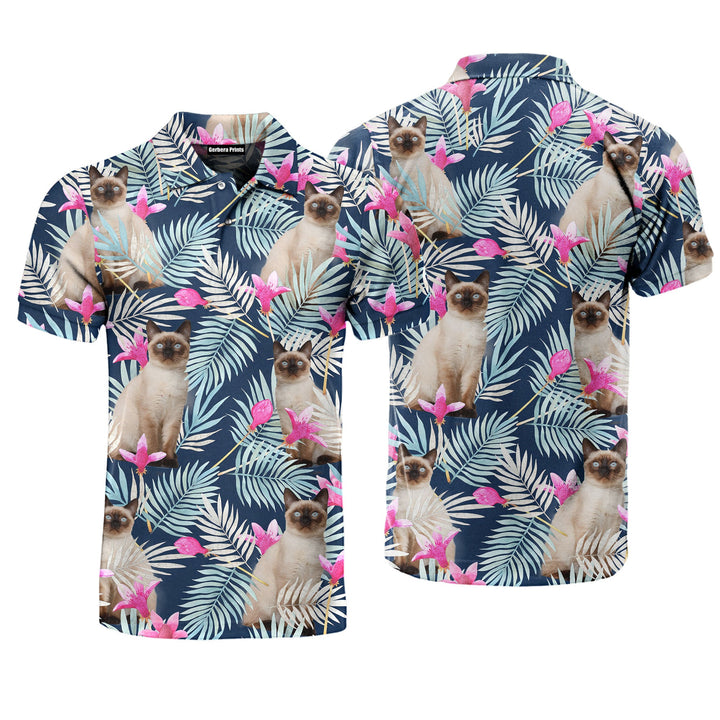Funny Birman Kitten Cat Blue Tropical Polo Shirt For Men