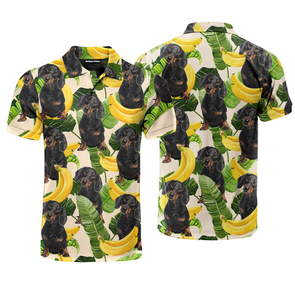 Tropical Banana Dachshund Summer Polo Shirt For Men