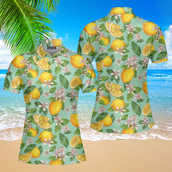 Lemon Tropical Polo Shirt For Women