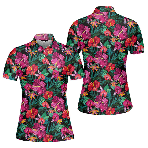 Palm Tree Island Polo Shirt For Women