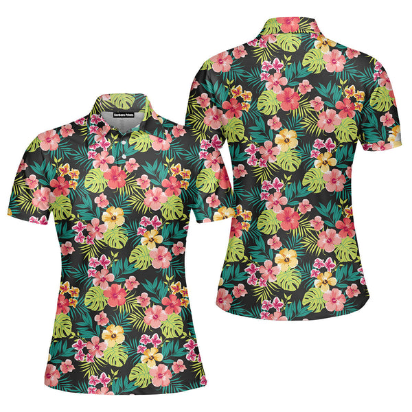 Cat Lover Summer Tropical Polo Shirt For Women