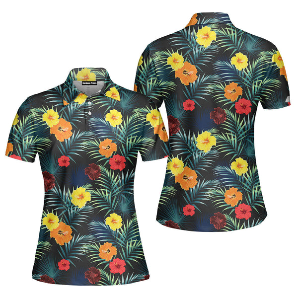 Summer Floral Tropical Polo Shirt For Women