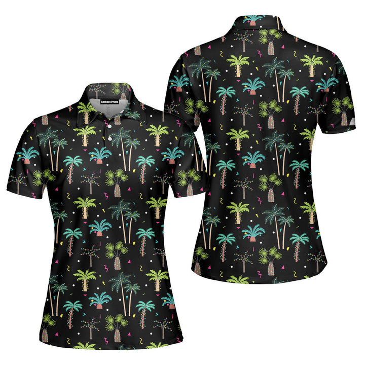 Christmas In July Merry Xmas Palm Tree Polo Shirt For Women