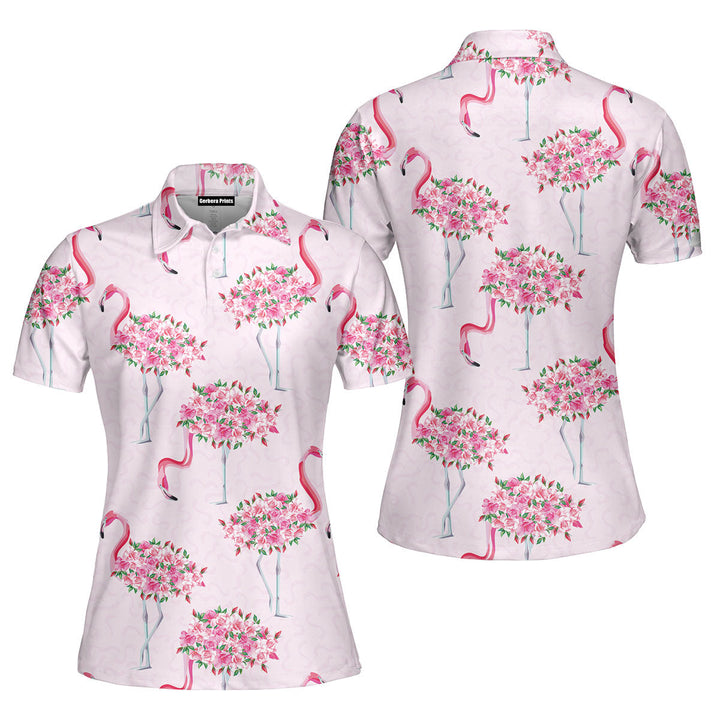 Beautiful Flamingo Happy Wedding Polo Shirt For Women