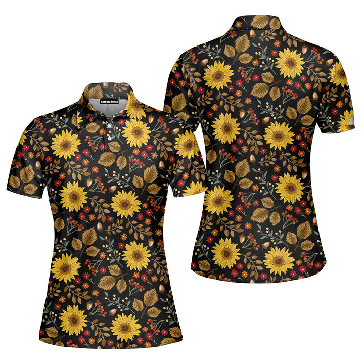 Autumn Sunflowers Thanksgiving Polo Shirt For Women