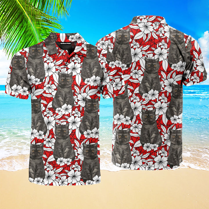 Your Kitten On Vintage Flower Tropical Polo Shirt For Men