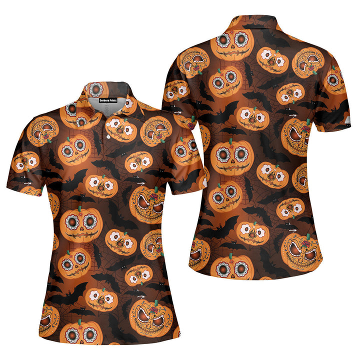 Happy Halloween Pumkins Polo Shirt For Women