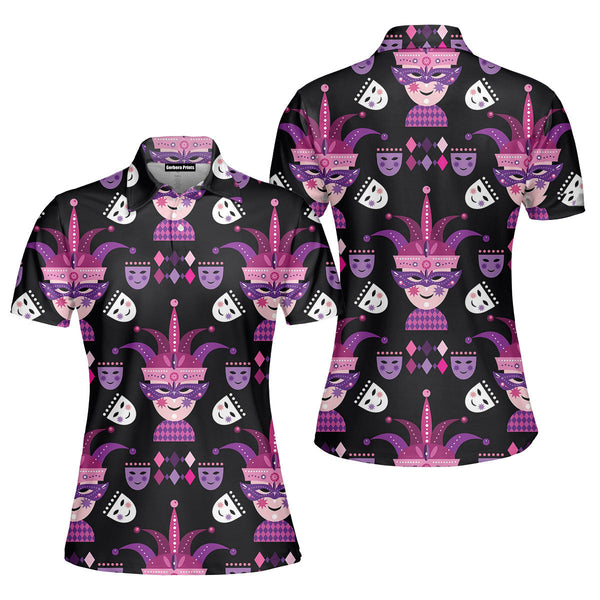 Happy Mardi Gras Purple Polo Shirt For Women