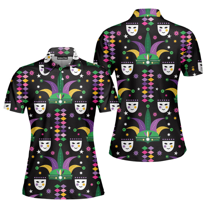 Happy Mardi Gras Carnival Polo Shirt For Women