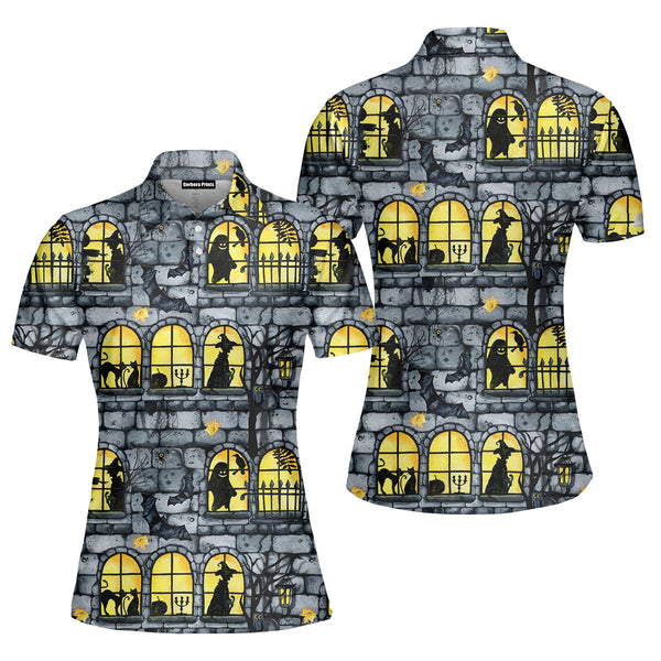 Gothic Castle Halloween Polo Shirt For Women