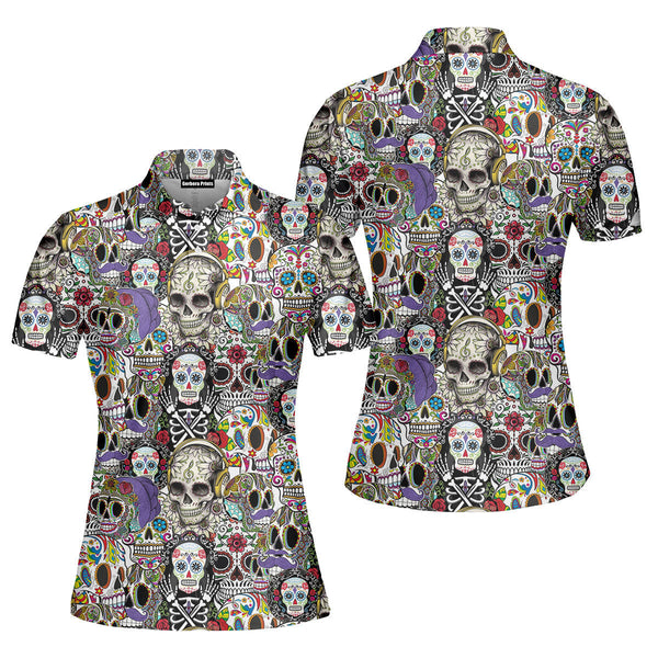 Dia De La Sugar Skull Day Polo Shirt For Women