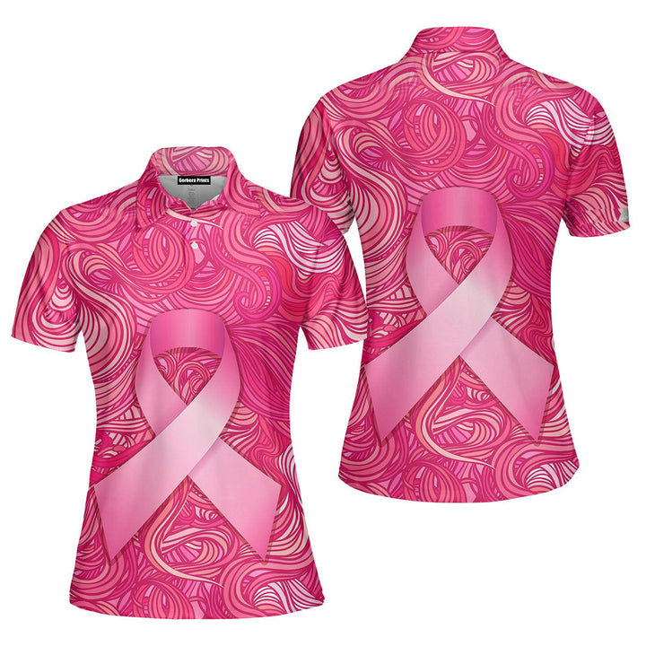 Pink Ribbon Polo Shirt For Women