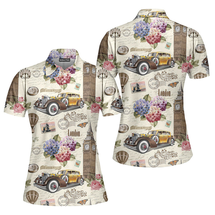Vintage Retro Car Polo Shirt For Women