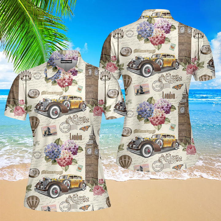 Vintage Retro Car Polo Shirt For Women
