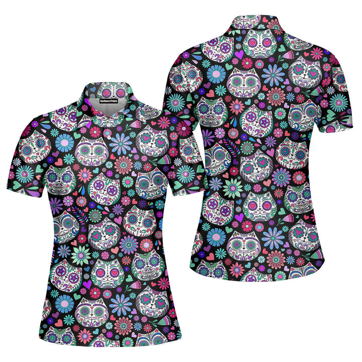 Day Of The Dead Sugar Skulls Polo Shirt For Women