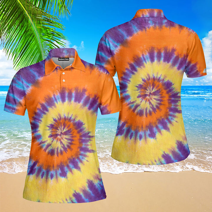 Psychedelic Tie Dye Polo Shirt For Women