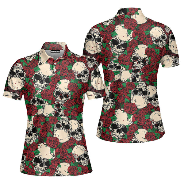 Skull Rose Polo Shirt For Women