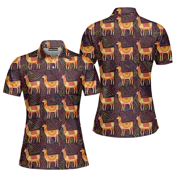 Llama Indian Tribes Style Polo Shirt For Women