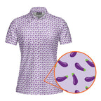 Eggplant-Polo Shirt For Women-Gerbera Prints