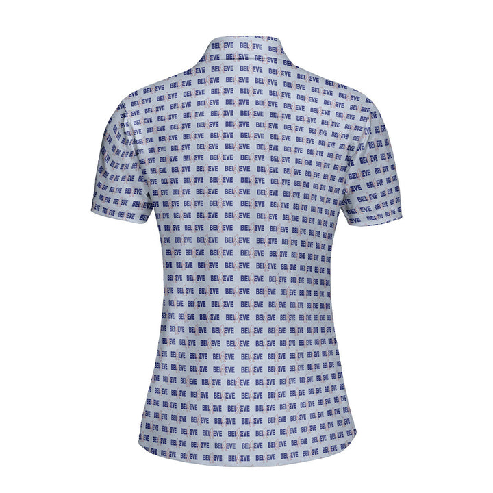 I Believe Bigfoot Pattern Blue Polo Shirt For Women 