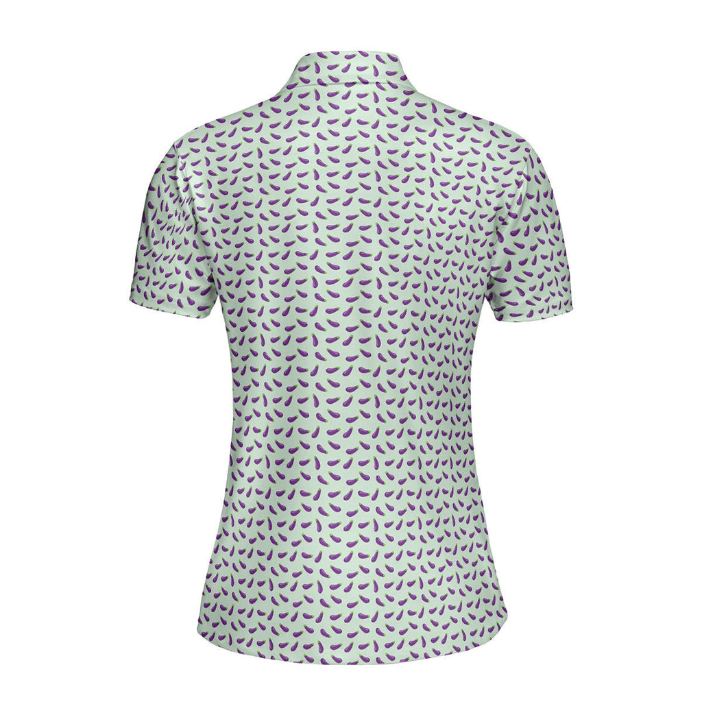 Eggplant-Polo Shirt For Women-Gerbera Prints