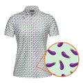 Eggplant-Polo Shirt For Women-Gerbera Prints