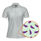 Eggplant-Polo Shirt For Women-Gerbera Prints