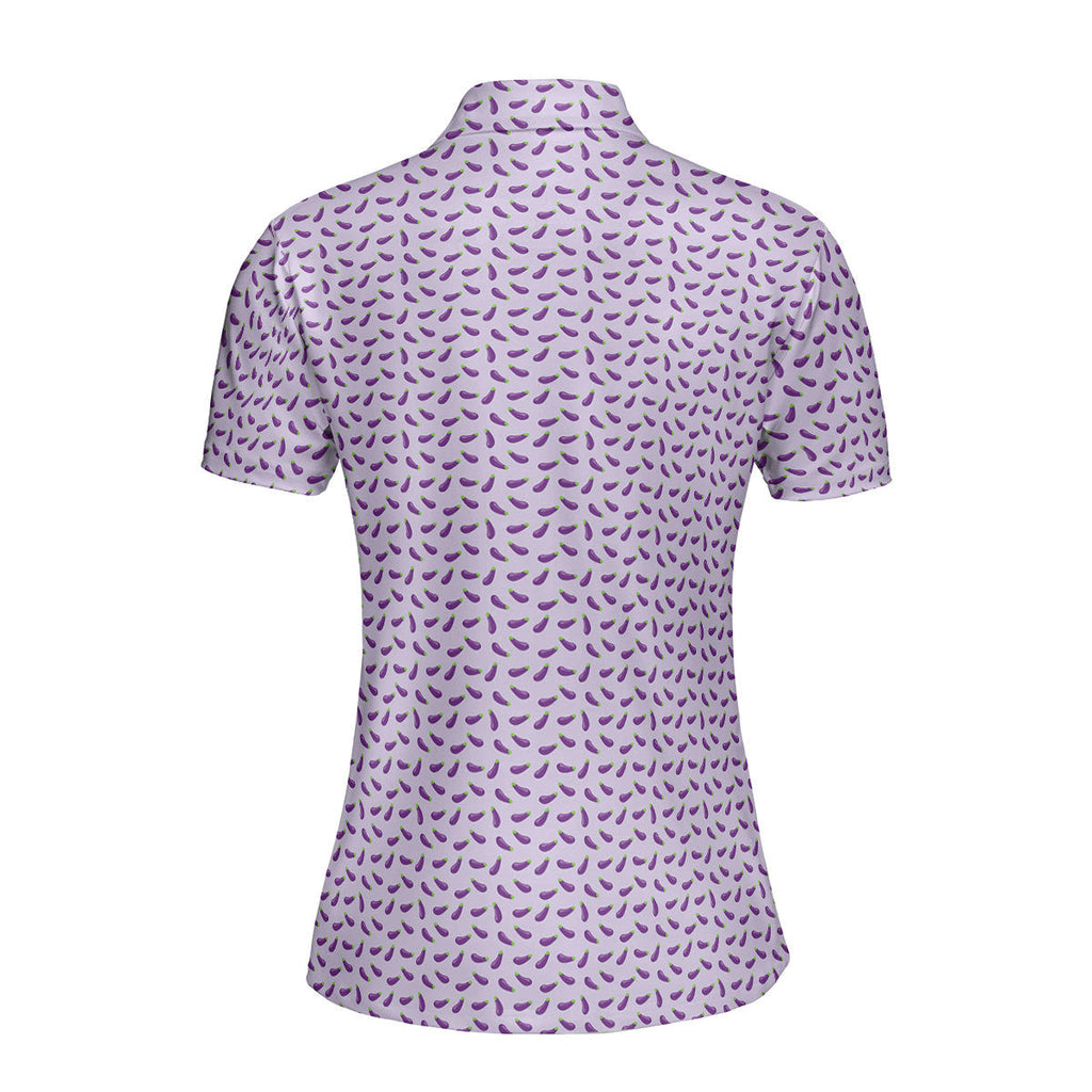 Eggplant-Polo Shirt For Women-Gerbera Prints