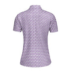 Eggplant-Polo Shirt For Women-Gerbera Prints