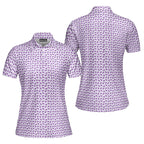 Eggplant-Polo Shirt For Women-Gerbera Prints