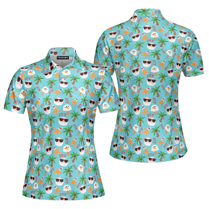 Flamingo Christmas in July Polo Shirt For Women 