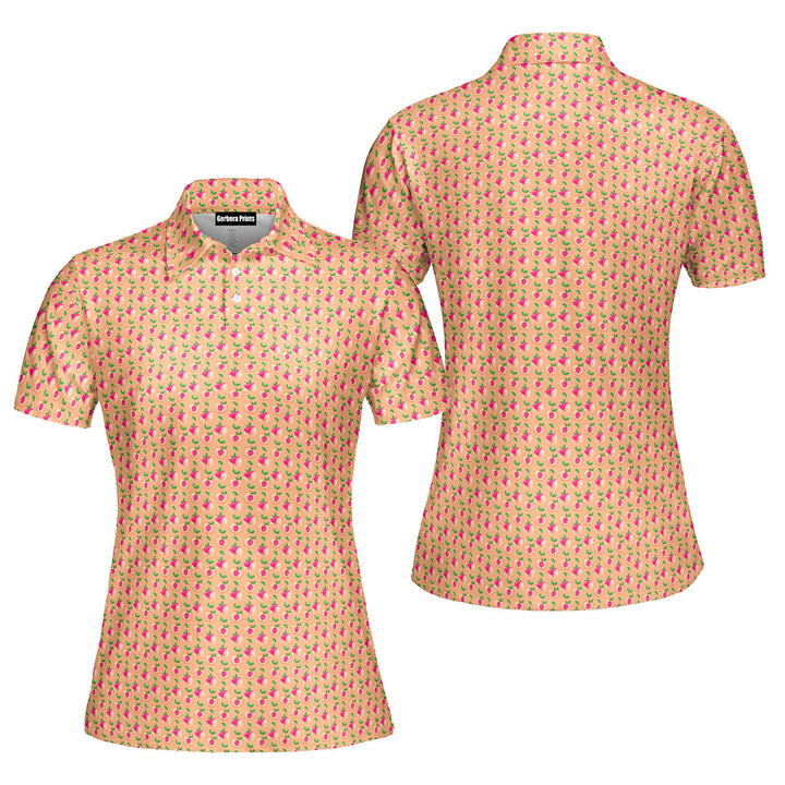 Sweet Peach Charm Funny Polo Shirt For Women 