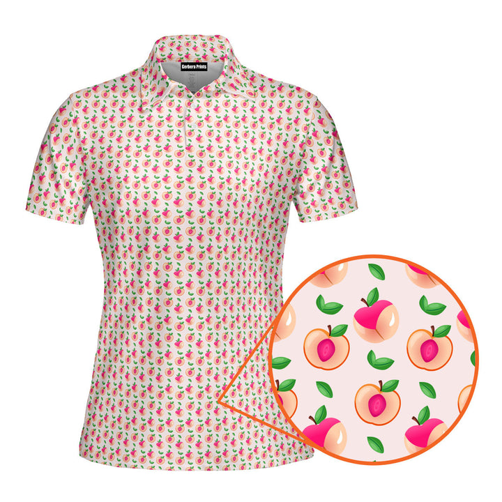 Sweet Peach Charm Funny Polo Shirt For Women 