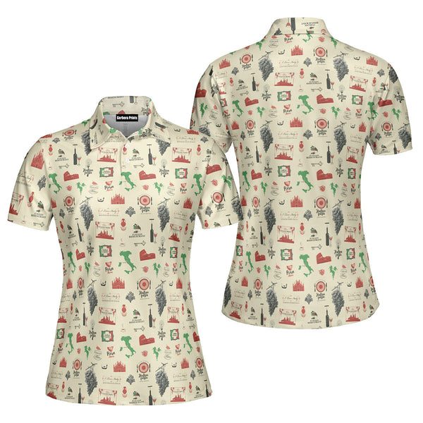 Italian Symbols Italian Cuisine In Retro Style Polo Shirt For Women 