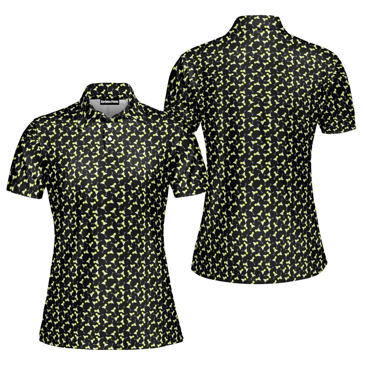 19th Hole Margarita Cocktail Slice Lime-Polo Shirt For Women-Gerbera Prints
