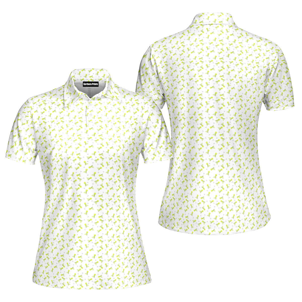19th Hole Margarita Cocktail Slice Lime-Polo Shirt For Women-Gerbera Prints