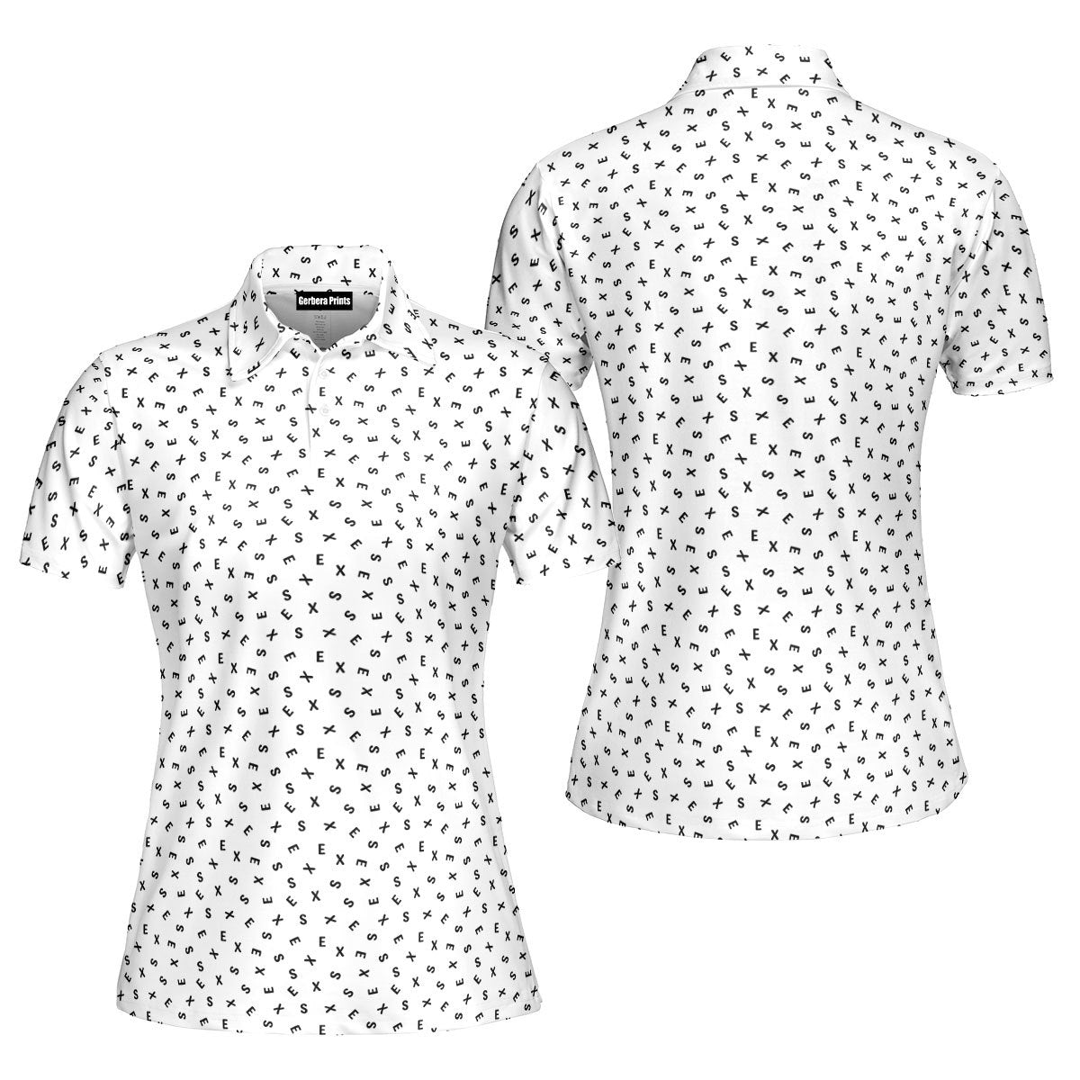 Words Swirl-Polo Shirt For Women-Gerbera Prints