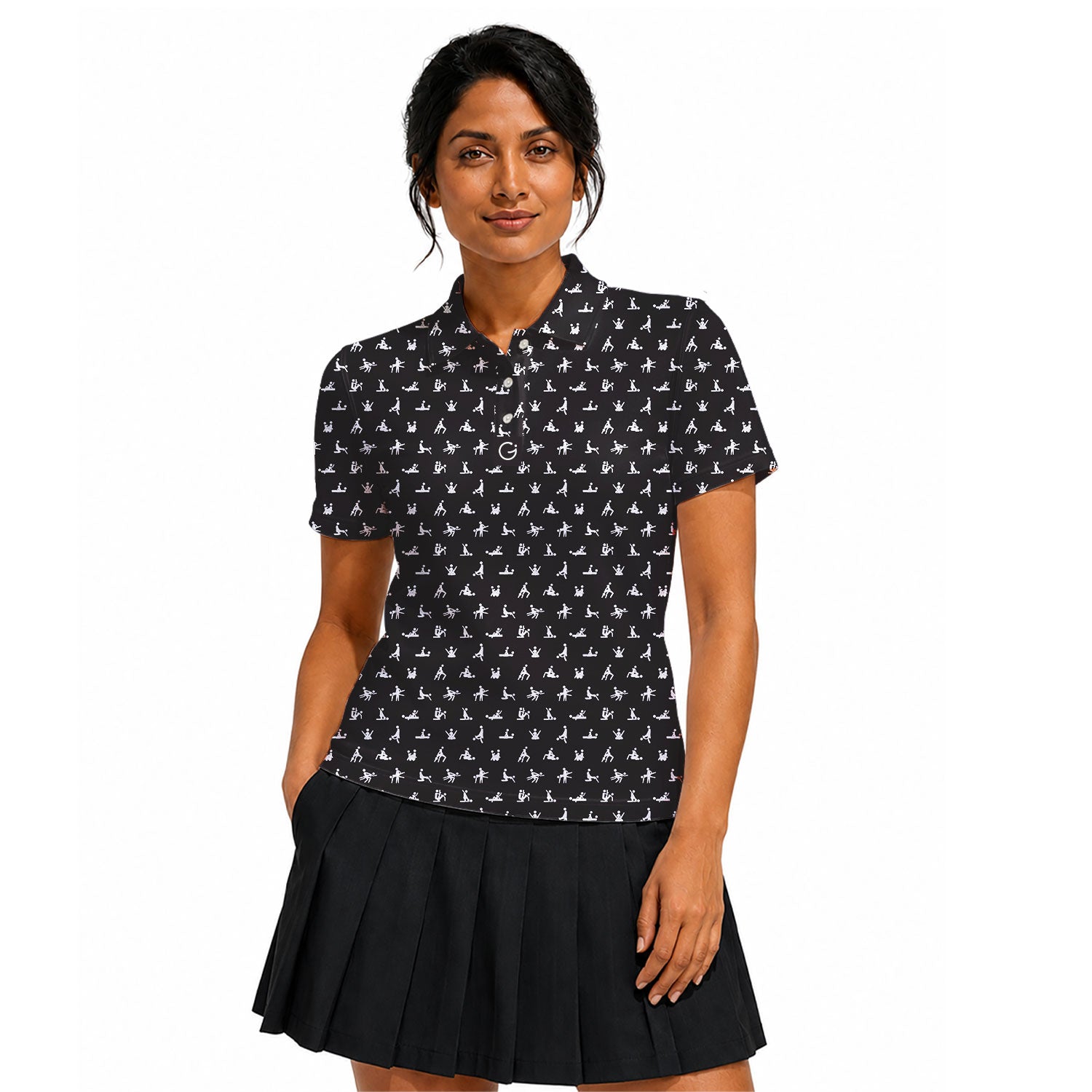 Stick Figure Polo Shirt For Women