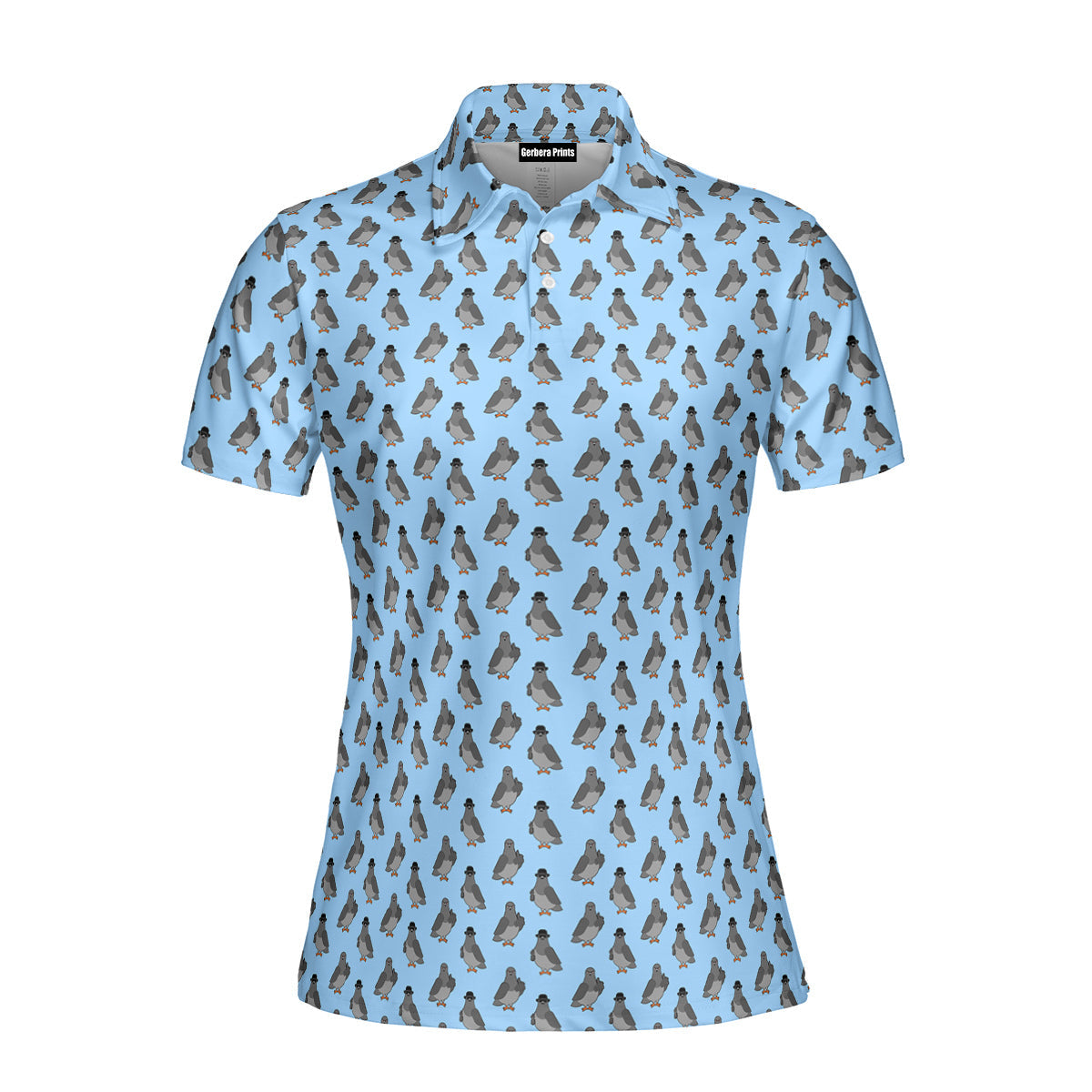 Funny Pigeon-Polo Shirt For Women-Gerbera Prints
