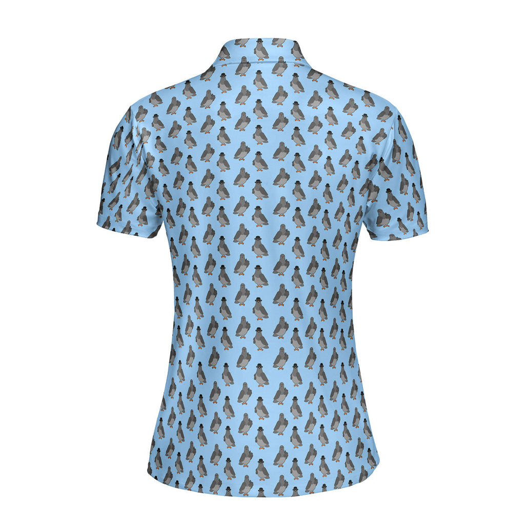 Funny Pigeon-Polo Shirt For Women-Gerbera Prints