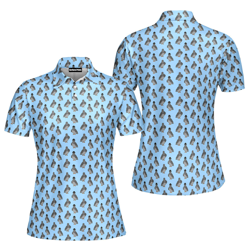 Funny Pigeon-Polo Shirt For Women-Gerbera Prints